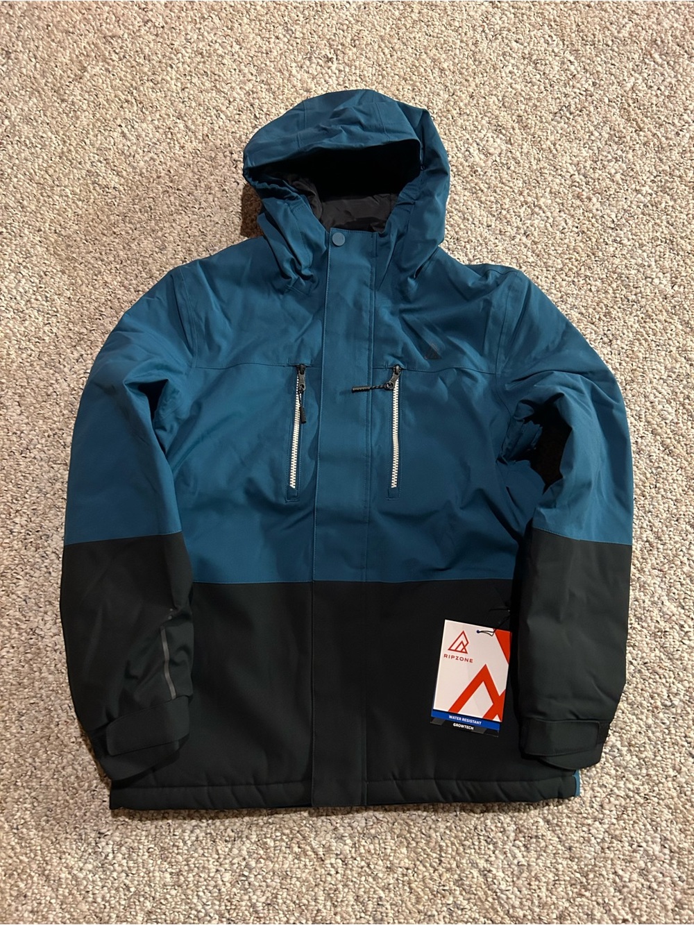 New Ripzone Youth Boys Blue Winter Ski Jacket w/ Growtech - Size XL (18-20) NWT